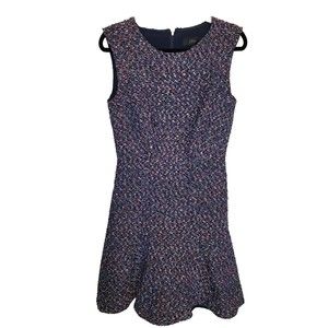 J Crew Womens Tweed Flare Knee Length Dress Confetti Size 4 Tall